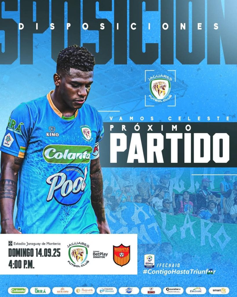 *MAÑANA DOMINGO JUEGA EL LIDER ABSOLUTO DEL TORNEO BETPLAY 2025 JAGUARES DE CÓRDOBA Y ESTAS SON LAS DISPOSICIONES*