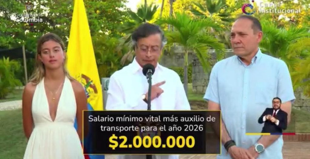 *COLOMBIA FIJA SALARIO MINÍMO DE $2 MILLONES PARA 2026, INCLUIDO AUXILIO DE TRANSPORTE*